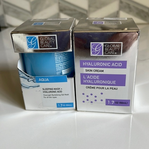 Global Beauty Care Hyaluronic Acid 2 Piece Set Skin Cream & Sleeping Mask‎ NIB